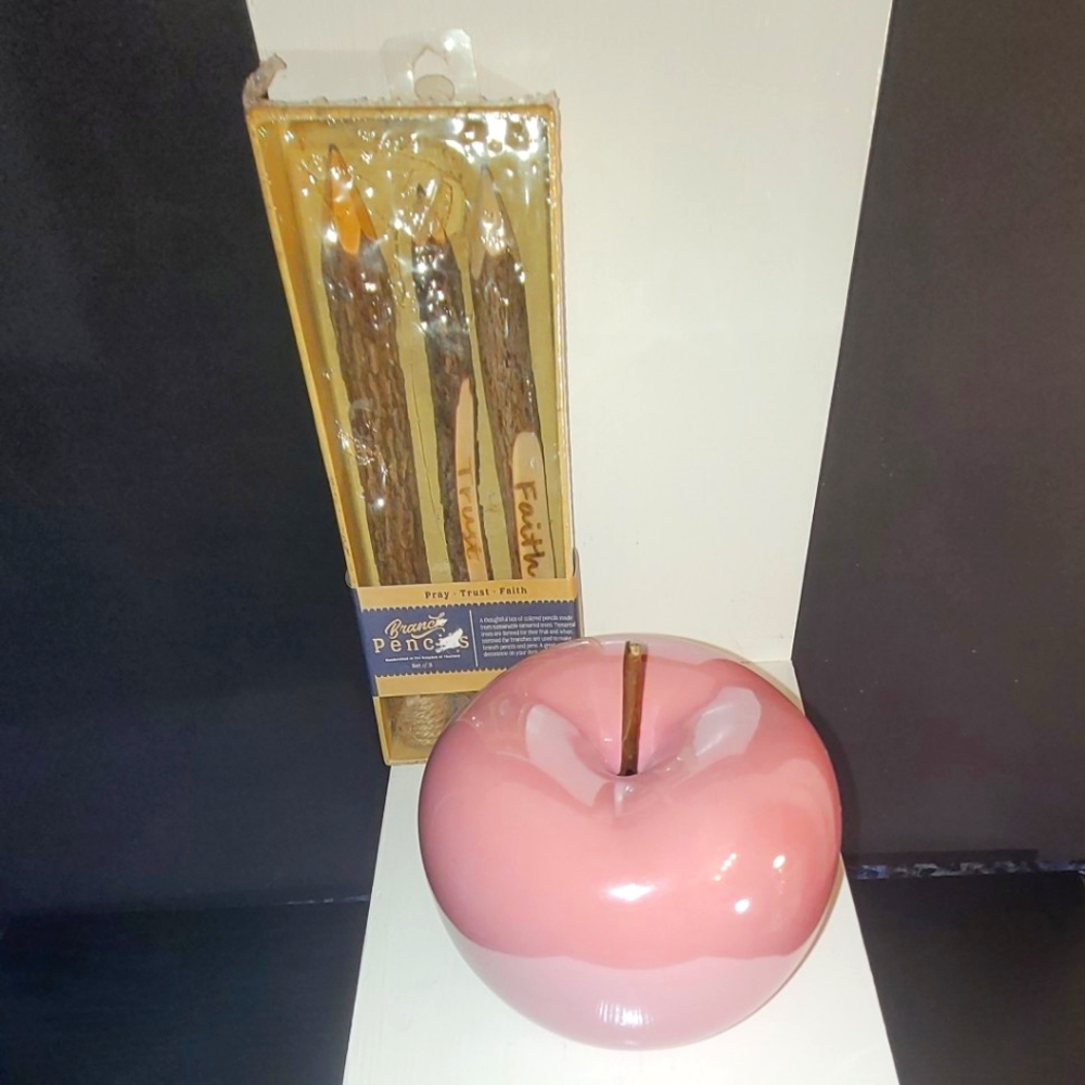 SMALL SIZED HANDMADE "PINK" PORCELAIN APPLE DECOR